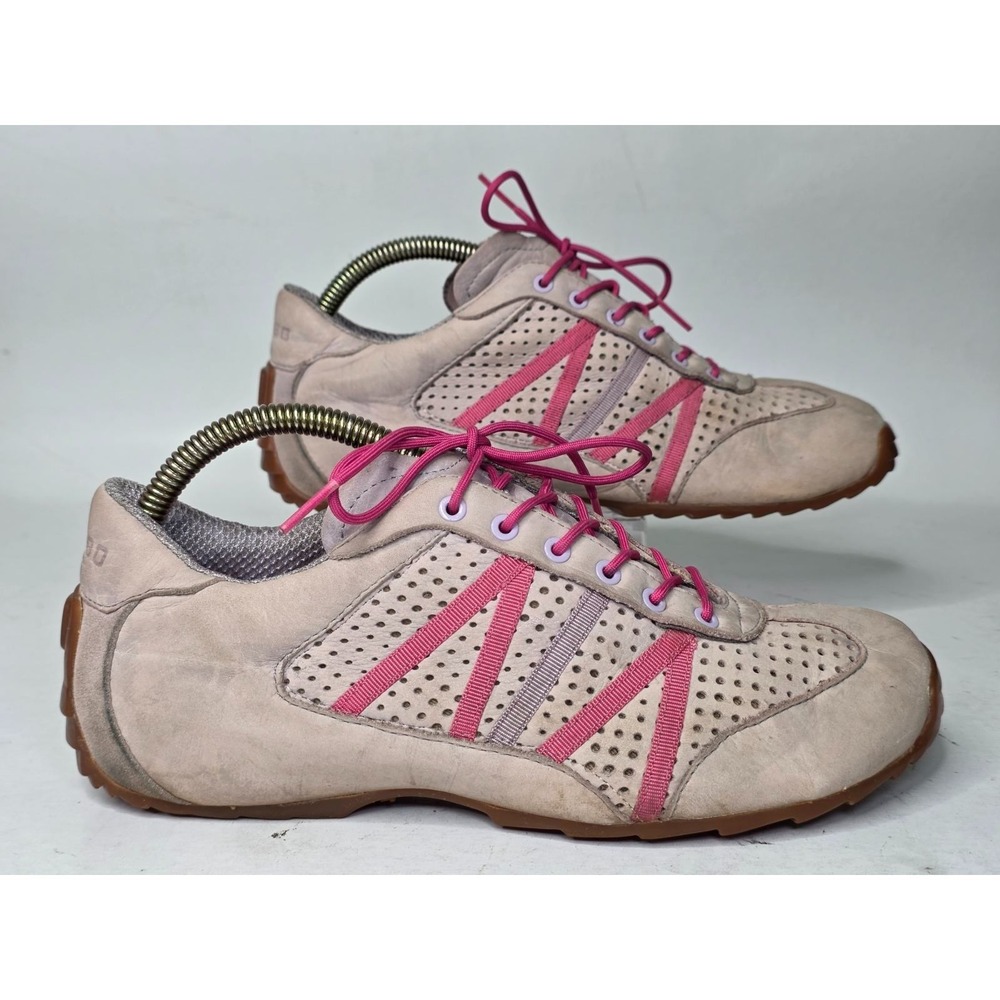 Tsubo Women's Sneakers Size 8 EU 38 Beige Pink Leather Lace Up Driving Low Shoes